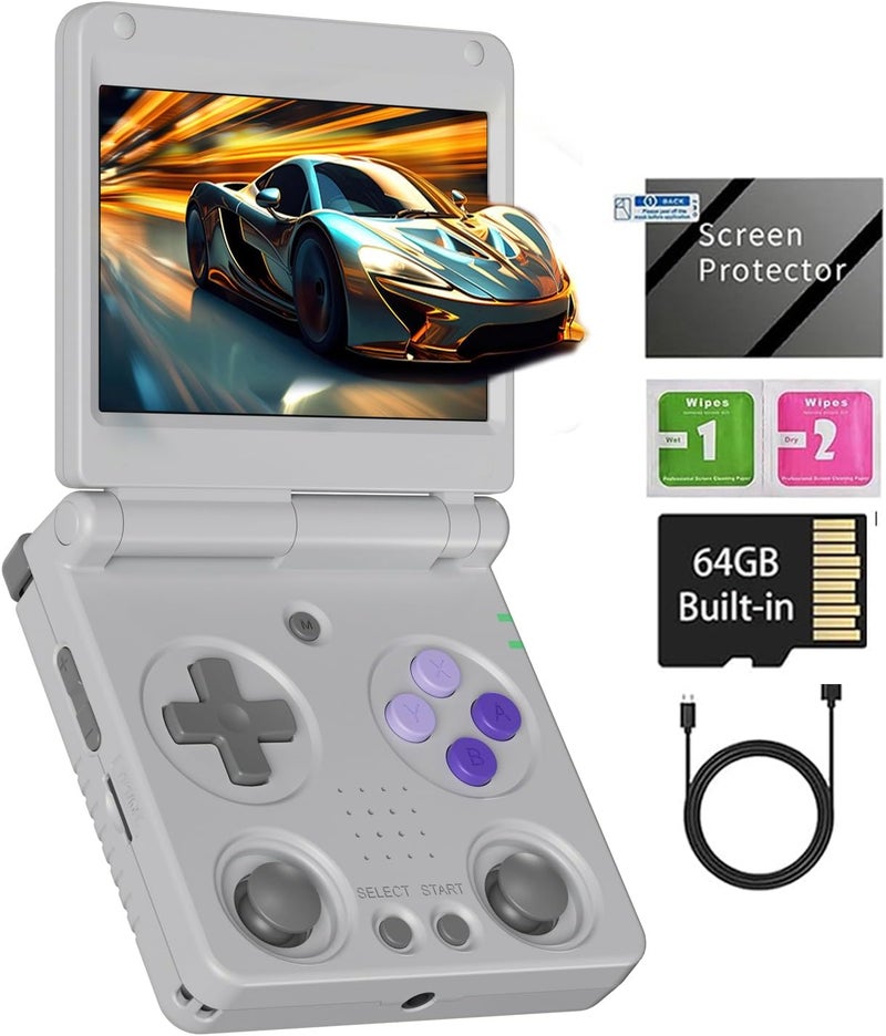 GiipGoop RG34XXSP Retro Handheld Game Console RG34XX SP Retro Gaming Console with 64G Preloaded 5000+ Games,3300 mAh Battey, Portable Pocket Arcade Support 30+ Simulators 5G WiFi Bluetooth HD Gray - Image 1
